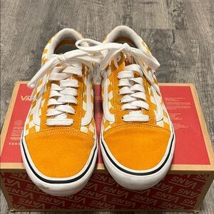 Vans Bold Orange and White Checkered Shoes